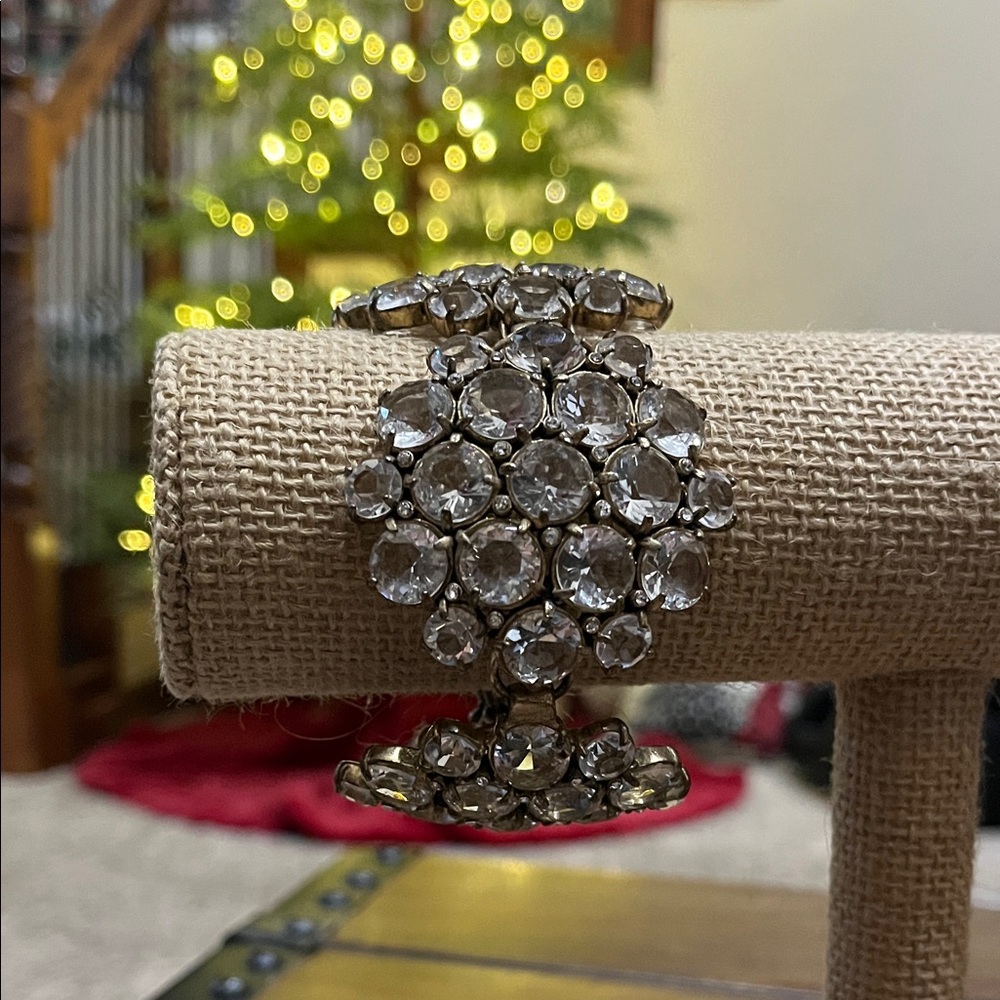 J. Crew Silver Crystal Statement Bracelet
